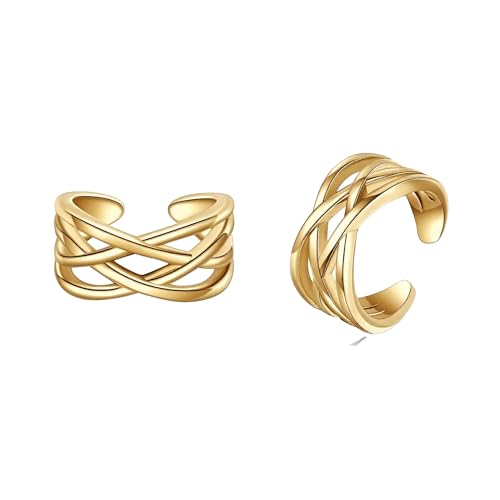 CUPENDA Keltisch Ohrmanschetten Sterling Silber Keltischer Knoten Clip auf Ohrringe Non Piercing Schmuck für Damen (Gold Ohrmanschetten) von CUPENDA