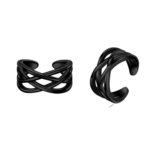 CUPENDA Keltisch Ohrmanschetten Sterling Silber Keltischer Knoten Clip auf Ohrringe Non Piercing Schmuck für Damen (Schwarz Ohrmanschetten) von CUPENDA