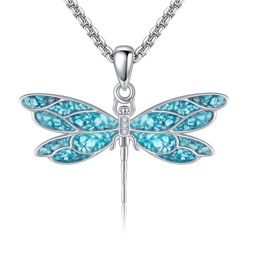 CUPENDA Libellen Halskette 925 Sterling Silber Türkises Keltischer Knoten Libellen Anhänger Kette Libellen Schmuck Geschenke Frauen Männer von CUPENDA
