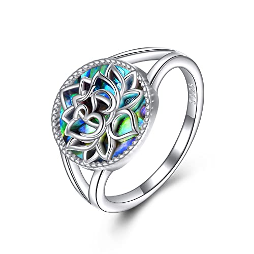 CUPENDA Lotusblüten Ring Sterlingsilber Om Yoga Versprechens Ringe Inspirierender Schmuck Geschenk für Frauen Mädchen-7 von CUPENDA