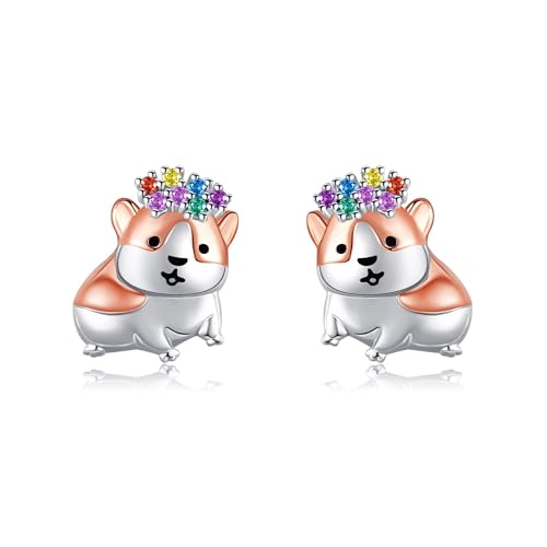 CUPENDA Meerschweinchen Ohrringe Sterling Silber Meerschweinchen Ohrstecker Bunte Cubic Zirkonia Tier Schmuck für Frauen von CUPENDA