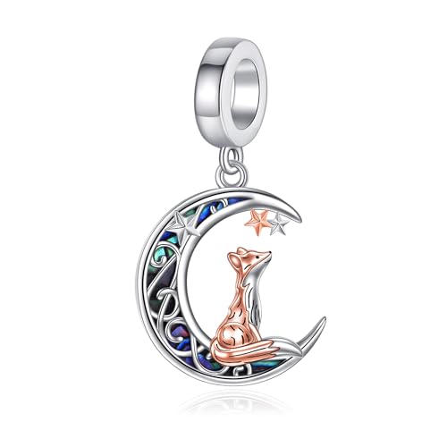 CUPENDA ‌Mond Fuchs Charme 925 Sterlingsilber Mond Fuchs Charms Beads Passt Armbänder Halskette Schmuck für Frauen von CUPENDA