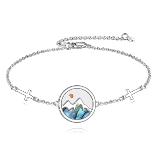 CUPENDA Senfkorn Armband 925 Sterling Silber Bergkreuz Armband Christlicher Glaube Schmuck Religiöse Geschenke für Damen von CUPENDA