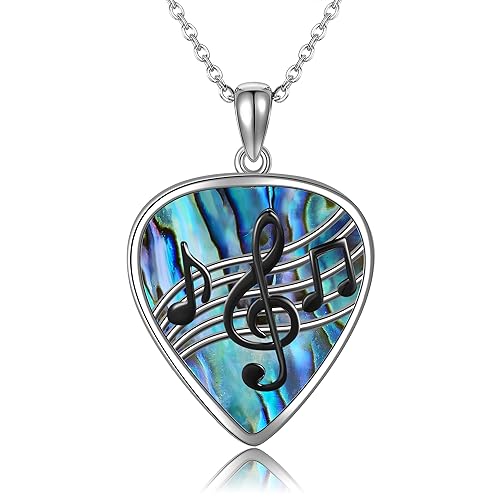 CUPENDA Musiknoten Halskette Sterlingsilber Gitarren Pick Anhänger Halskette Musik Schmuck Geschenke für Frauen Mädchen von CUPENDA