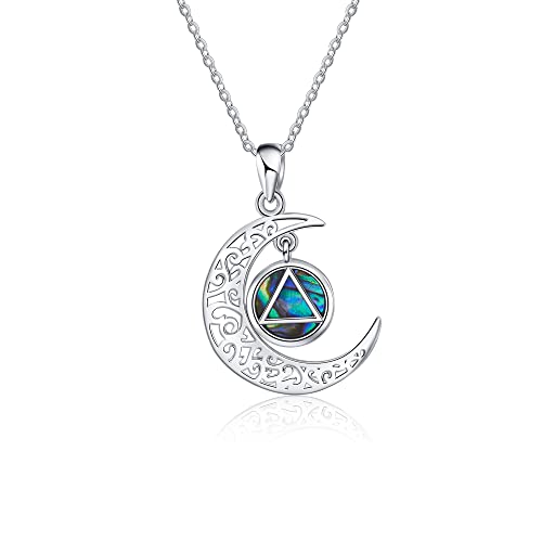 CUPENDA Nüchternheit Geschenk Anonyme Alkoholiker Halskette Sterling Silber AA Mond Anhänger Recovery Symbol Geschenk für Frauen Her von CUPENDA