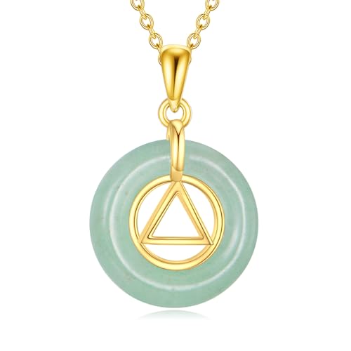 CUPENDA Nüchternheit Jade Kette Halskette 925 Sterlingsilber Anonyme Alkoholiker Anhänger Halskette der Genesung AA Symbol Jadeschmuck für Damen von CUPENDA