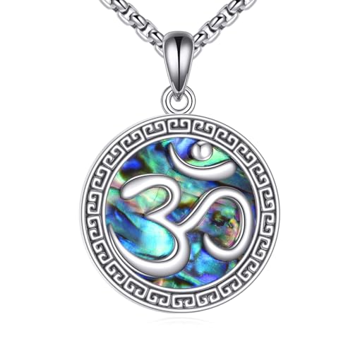 CUPENDA ‌Om-Halskette 925 Sterling Silber Abalone-Muschel Om-Symbol Anhänger Spiritueller Buddha Yoga-Gebetsschmuck für Frauen‌ von CUPENDA