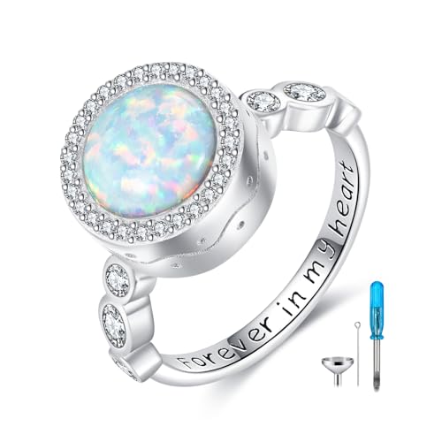 CUPENDA Opal Urnen Ring für Asche 925 Sterlingsilber Gedenkring Schmuck für Damen Herren-57 CUPENDA Opal Urnen Ring für Asche 925 Sterlingsilber Gedenkring Schmuck für Damen Herren-57 von CUPENDA