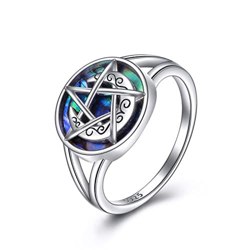 CUPENDA Pentagramm Ring Sterling Silber Pentagramm Wicca Ringe Heide Schmuck Geschenke für Frauen Mädchen-57 von CUPENDA