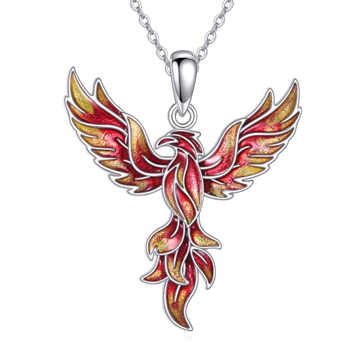 CUPENDA Phönix Halskette S925 Sterling Silber aufsteigender Phönix Anhänger Schmuckgeschenke für Frauen von CUPENDA