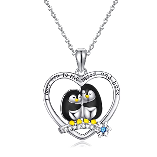 CUPENDA Pinguin Halskette Sterling Silber Pinguin Geschenke Herz Anhänger süßes Tier Schmuck Geschenke für Frauen Mädchen von CUPENDA