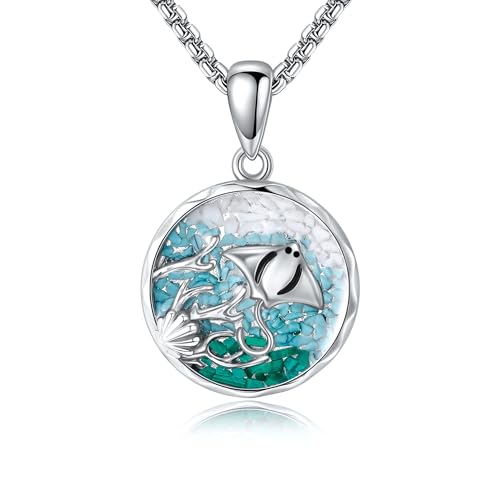 CUPENDA Rochen Halskette 925 Sterling Silber Türkises Manta Anhänger Kette Meeres Schmuck Geschenke Frauen Männer CUPENDA Rochen Halskette 925 Sterling Silber Türkises Manta Anhänger Kette Meeres Schmuck Geschenke Frauen Männer von CUPENDA