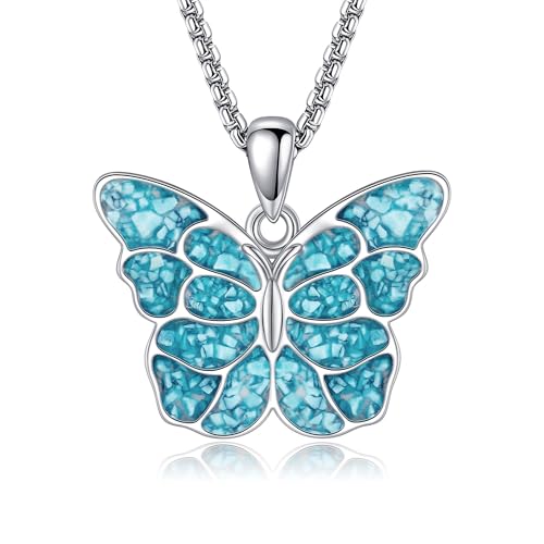 CUPENDA Schmetterlings Halsketten 925 Sterling Silber Türkises Schmetterlings Anhänger Kette Schmuck Geschenke Frauen von CUPENDA
