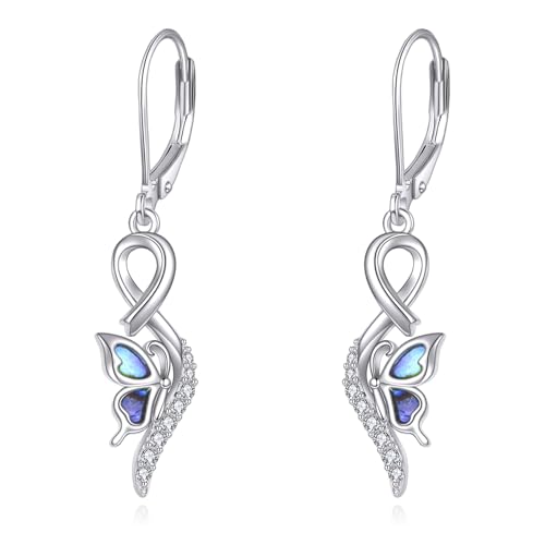 CUPENDA Schmetterlings Ohrringe 925 Sterling Silber Unendlichkeits Schmetterling Tier Hebelverschluss Ohrringe Tierschmuck Geschenke Frauen von CUPENDA