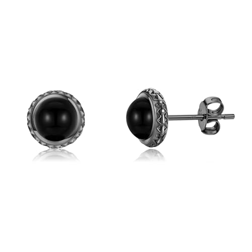 CUPENDA Schwarzer Onyx Ohrringe Sterling Silber Schwarzer Drache Ohrstecker Schwarzer Schmuck für Frauen Männer von CUPENDA