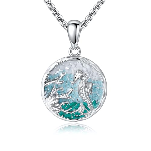 CUPENDA Seepferdchen kette 925 Sterling Silber Türkis Seepferdchen Anhänger Halsketten Ozean schmuck Geschenke für Damen Herren von CUPENDA