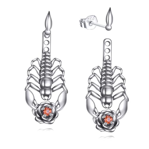 CUPENDA ‌Skorpion Ohrringe Sterling Silber Skorpion Rose Blume Ohrstecker Gothic Ohrringe Skorpion Schmuck für Frauen von CUPENDA