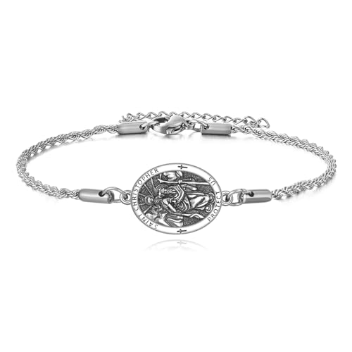 CUPENDA St. Christopher Armband S925 Sterling Silber St. Christopher Armband St. Christopher Schmuck Geschenke für Herren von CUPENDA