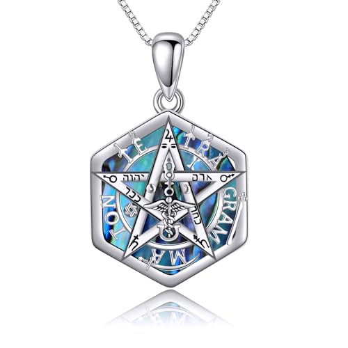 CUPENDA Tetragrammaton Halskette Sterlingsilber Pentagramm Anhänger Heidnischer Solomon Schmuck Geschenke für Damen von CUPENDA