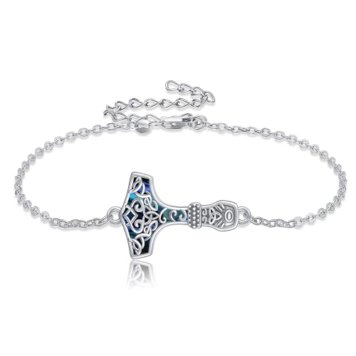 CUPENDA Thor Hammer Armband Sterling Silber Mjolnir Hammer Keltisches Armband Fußkettchen für Frauen Wikinger Schmuck für Mädchen von CUPENDA