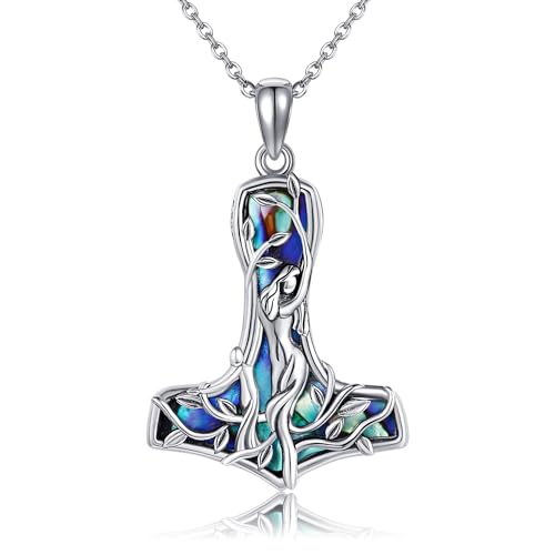 CUPENDA Thor Hammer Halskette Sterling Silber Mjolnir Mutter Tochter Anhänger Wikinger Schmuck Mutter Geschenke für Frauen Mutter Mädchen von CUPENDA