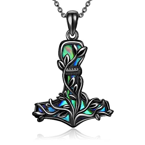 CUPENDA Thor Hammer Halskette Sterling Silber Schwarz Mjolnir Baum des Lebens Anhänger Nordic Wikinger Schmuck Geschenke für Damen CUPENDA Thor Hammer Halskette Sterling Silber Schwarz Mjolnir Baum des Lebens Anhänger Nordic Wikinger Schmuck Geschenke für Damen von CUPENDA