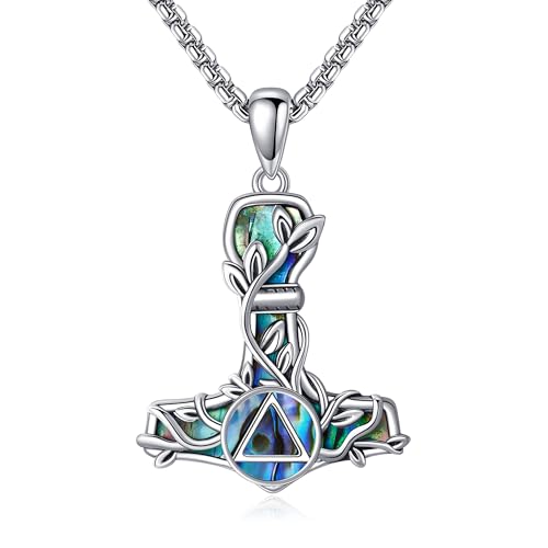 CUPENDA Thors Hammer Halskette Sterling Silber Mjolnir Alcoholics Anonymous Anhänger Vegvisir Schmuck Nüchternheit für Frauen Männer CUPENDA Thors Hammer Halskette Sterling Silber Mjolnir Alcoholics Anonymous Anhänger Vegvisir Schmuck Nüchternheit für Frauen Männer von CUPENDA
