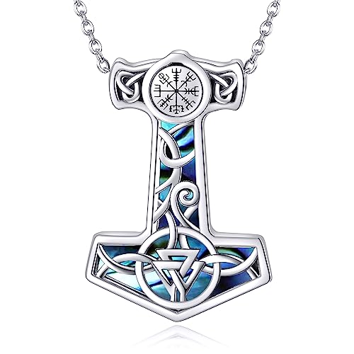 CUPENDA Thors Hammer Halskette Sterling Silber Mjolnir Wikinger Kompass Anhänger Halskette Schmuck Geschenke für Frauen Freundin von CUPENDA