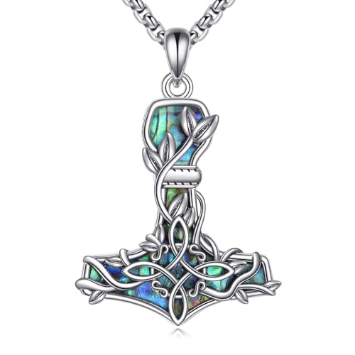 CUPENDA Thors Hammer Kette Halskette 925 Sterlingsilber Mjölnir-Hexenknoten Anhänger Halsketten keltischer Knoten Wikingerschmuck für Damen Herren CUPENDA Thors Hammer Kette Halskette 925 Sterlingsilber Mjölnir-Hexenknoten Anhänger Halsketten keltischer Knoten Wikingerschmuck für Damen Herren von CUPENDA