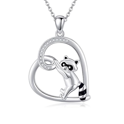 CUPENDA Waschbär Halskette Sterling Silber Waschbär Anhänger Niedlicher Waschbärschmuck für Frauen von CUPENDA