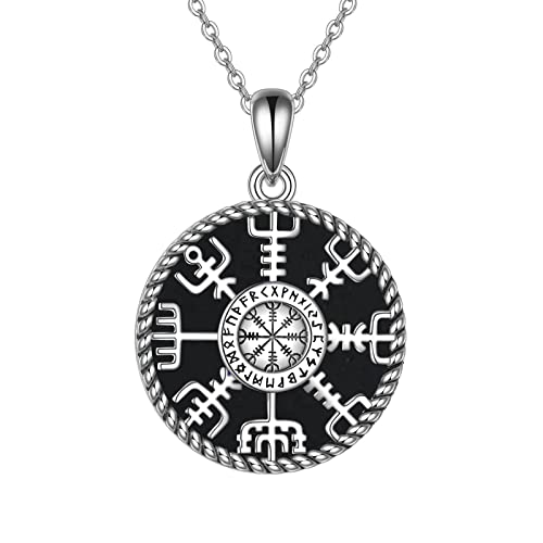 CUPENDA Wikinger Kompass Halskette Sterlingsilber Vegvisir-Anhänger Halskette Schmuck Geschenk für Damen von CUPENDA