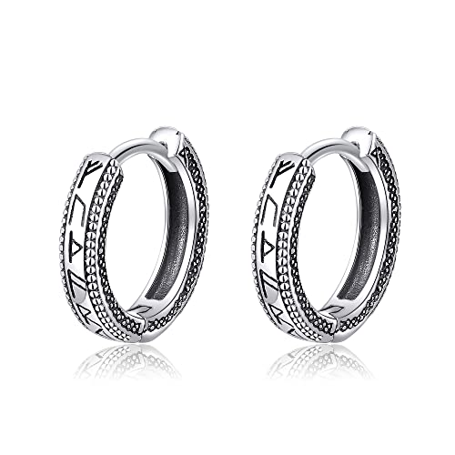 CUPENDA Wikinger-Ohrringe aus Sterlingsilber nordische Runen Huggie-Creolen für Männer Wikinger-Frauen von CUPENDA