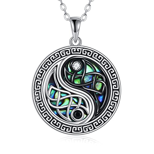 CUPENDA Yin Yang Halsketten Sterling Silber Keltischer Knoten Yin Yang BFF Anhänger Halskette Taichi Schmuck Geschenke für Frauen Männer von CUPENDA