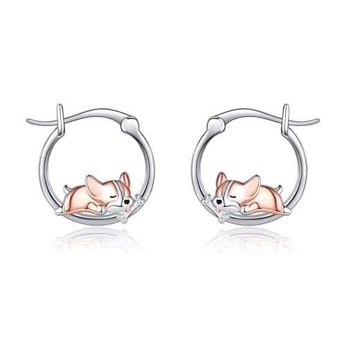 Corgi Ohrringe S925 Sterlingsilber Hunde Creolen Corgi Schmuck für Corgi Liebhaber für Frauen von CUPENDA