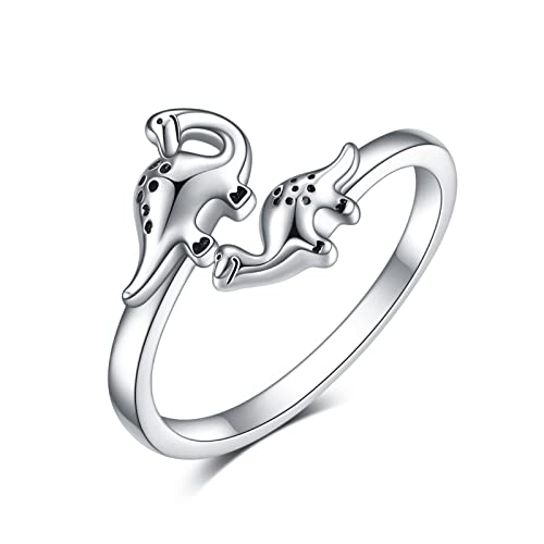 Dinosaurier Ring Sterling Silber Tier Verstellbare Offene Ringe Niedlicher Tierdinosaurier Schmuck Geschenke für Frauen von CUPENDA