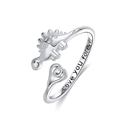 Dinosaurier Ringe Sterling Silber Dino verstellbar Öffnen Sie den Daumen Ring Niedliche Tier Schmuck Geschenke für Frauen und Mädchen von CUPENDA