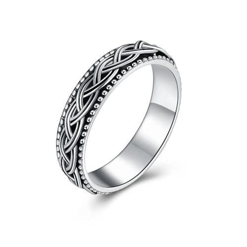 Fidget Ring Sterling Silber Keltischer Knoten Angst Ring Spinner Ring für Anxiety Schmuck Geschenke Damen Mädchen-57 von CUPENDA