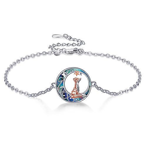 CUPENDA Fuchs Armband Sterling Silber Fuchs Mond Armband Fußkettchen für Frauen Niedlich Tier Schmuck Geschenke für Ehefrau Tochter von CUPENDA