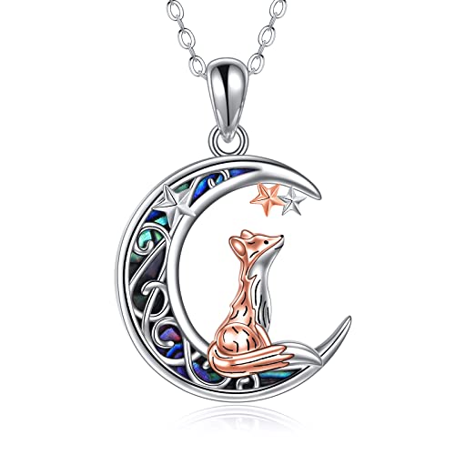 CUPENDA Fuchs Halskette 925 Sterling Silber Abalone Muschel Fuchs Mond Anhänger niedliches Tier Schmuck Geschenke für Frauen CUPENDA Fuchs Halskette 925 Sterling Silber Abalone Muschel Fuchs Mond Anhänger niedliches Tier Schmuck Geschenke für Frauen von CUPENDA