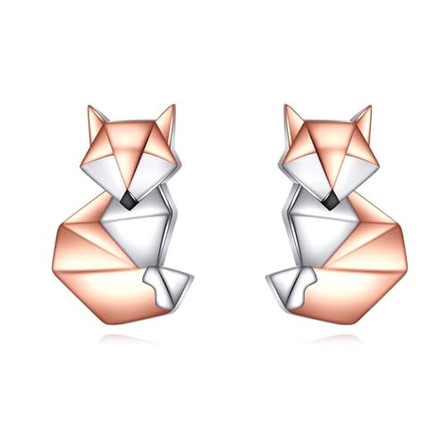 Fuchs Ohrringe für Damen Origami Fuchs Ohrstecker aus Sterlingsilber Tierschmuck für Frauen Mutter Ehefrau Tochter von CUPENDA