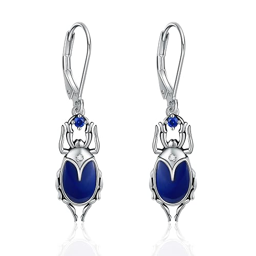 Käfer Ohrringe Sterlingsilber Lapislazuli Baumelnde Ohrringe Vintage Schmuck Geschenke für Frauen von CUPENDA