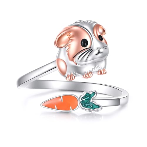 Meerschweinchen Ring 925 Sterling Silber Verstellbar Offener Ring Tier Schmuck Geschenke für Damen von CUPENDA