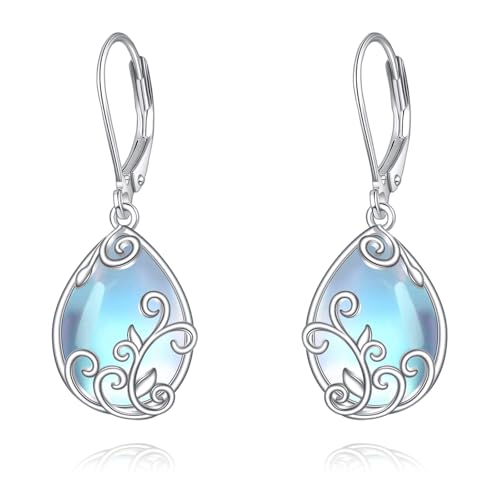 Mondstein Ohrringe für Damen Sterling Silber filigrane Mondstein Tropfen Ohrringe Schmuck Geschenke für Damen Mondstein Ohrringe für Damen Sterling Silber filigrane Mondstein Tropfen Ohrringe Schmuck Geschenke für Damen von CUPENDA