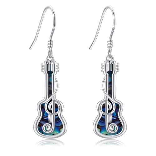 Musiknoten Ohrringe Sterlingsilber Abalone Muschel Gitarren Ohrhänger Musikschmuck für Frauen Musiknoten Ohrringe Sterlingsilber Abalone Muschel Gitarren Ohrhänger Musikschmuck für Frauen von CUPENDA
