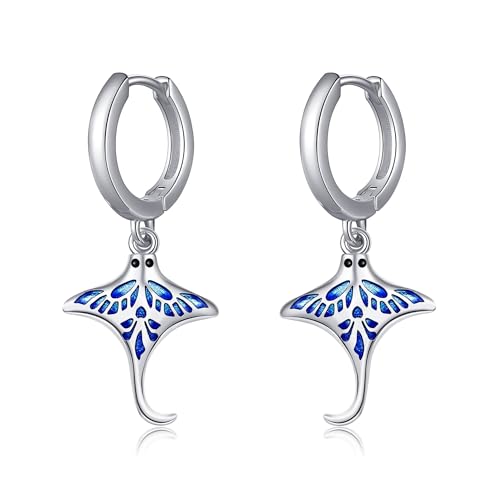 Rochen Ohrringe Sterling Silber Mantarochen Creolen Ohrringe Ozean Meer Schmuck Geschenke für Frauen Mädchen von CUPENDA