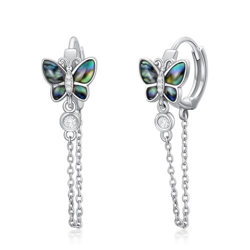 Schmetterling Ohrringe Sterlingsilber Schmetterling Klein Creolen Kettenohrringe Valentine Schmuck Geschenke für Frauen Mädchen von CUPENDA