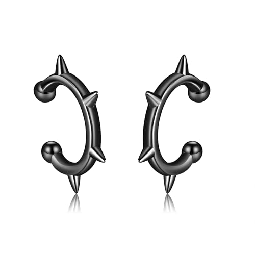 Spike Ohrringe Ohrmanschetten Sterling Silber Schwarz Spike Clip auf Ohrringe Non Piercing Knorpel Ohrringe Punk-Schmuck für Frauen von CUPENDA