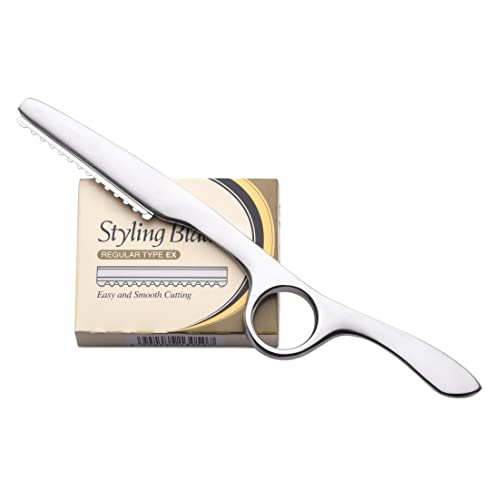 Styling Razor Silver + 10 original Blade Thinning Shaper Friseur Styling Messer. Effiliermesser von CUPIDES