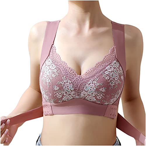 CUPOOD Lingerie BH Damen ohne Bügel Unterwäsche Schöner Rücken Nahtloser Breite Träger Push-Up BH Seitlichbrüstig Verstellbarer BH mit seitlicher Brust Bra Modern Feeling Komfort Pink 3XL von CUPOOD