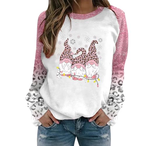 CUPOOD Pullover mädchen Lange Ärmel Frauen Hoodless Plüsch Sweatshirt Casual Solid Colour Top Lose Rundhalsausschnitt Langarm Tasche Sweatshirt Pink L von CUPOOD